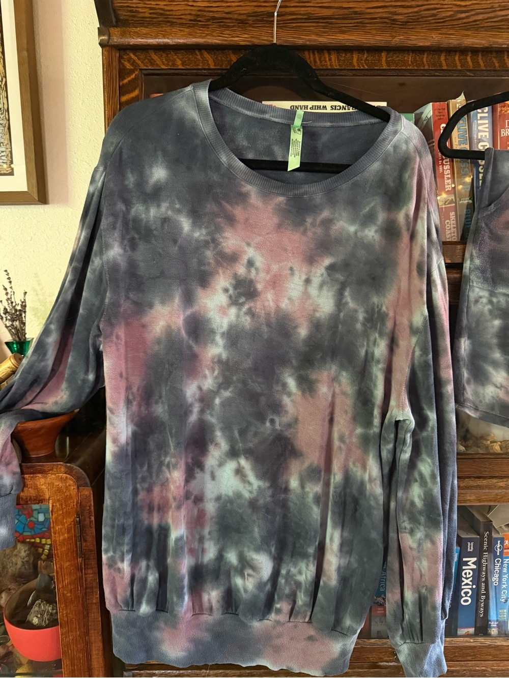 Honeydew USA Tie-Dye Crewneck Sweatshirt in Pink and Gray-Blue